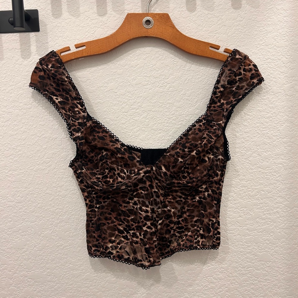 Leopard Print Lace Corset Top